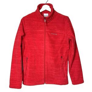 Columbia Jacket Women's Medium Red Fleece Sportswear Full Zip Pockets Outdoor